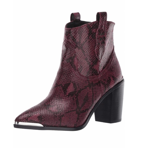 Steve Madden NWOT Zora Maroon snakeskin heeled western ankle boots size 10 - Picture 14 of 14